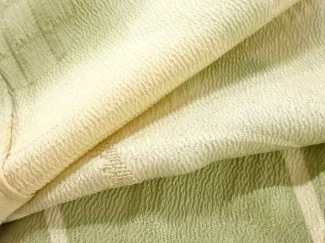  アンティーク　満月にススキ模様刺繍単衣着物